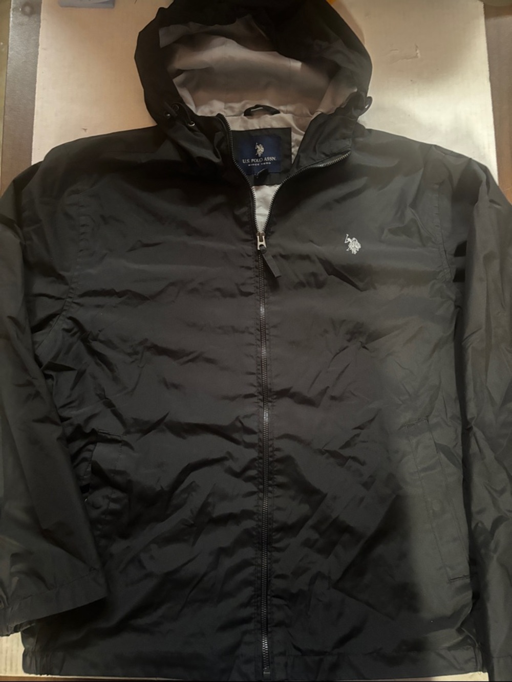 U.S. Polo Assn. Men's Black Hooded Windbreaker Jacket